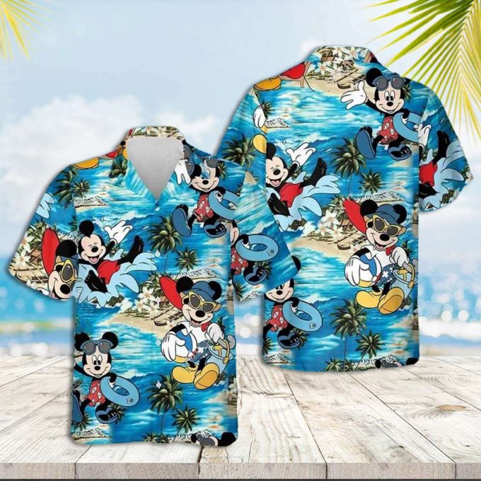 Mickey Mouse Hawaiian Shirt Mickey Minnie Summer Vacation At The Beach Hawaiian Shirt 1