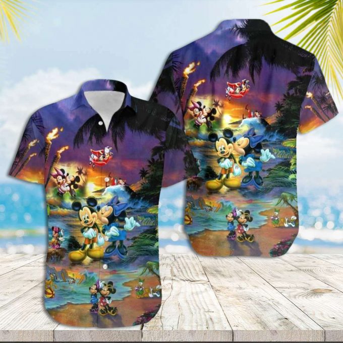 Mickey Mouse Hawaiian Shirt Mickey Minnie Sunset Beach Hawaiian Shirt 1