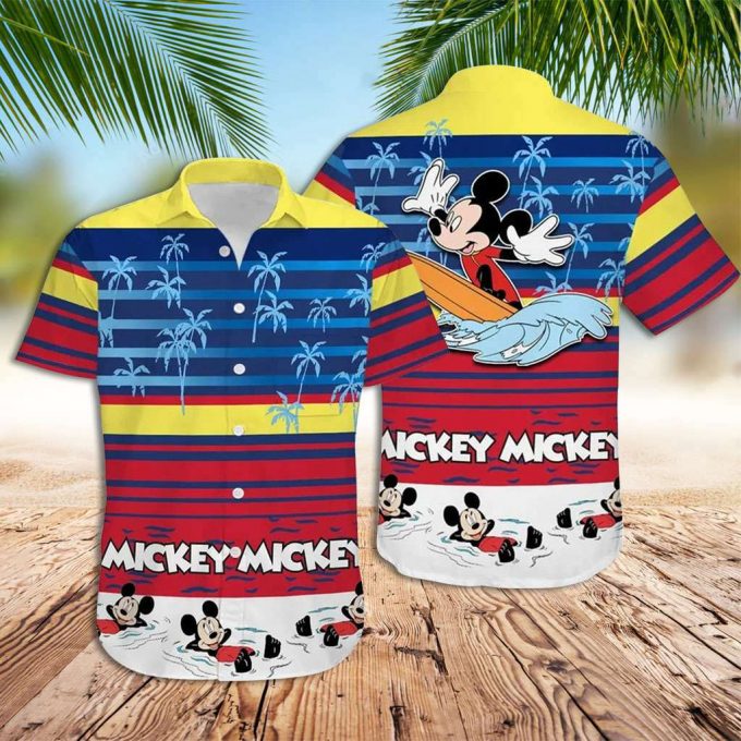 Mickey Mouse Hawaiian Shirt Mickey Surfing At Colorful Beach Hawaiian Shirt 1