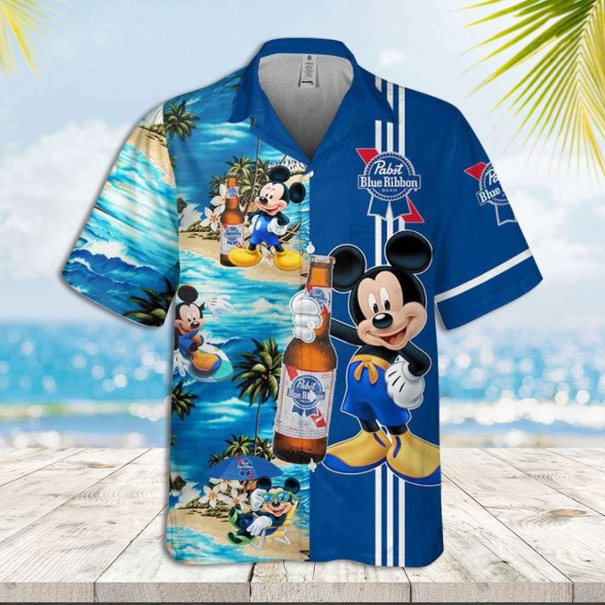 Mickey Mouse Hawaiian Shirt Pabst Blue Ribbon Mickey Hawaiian Shirt 1