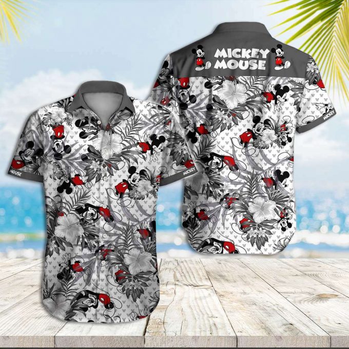 Mickey Mouse Hawaiian Shirt White Gray Mickey Hawaiian Shirt 1