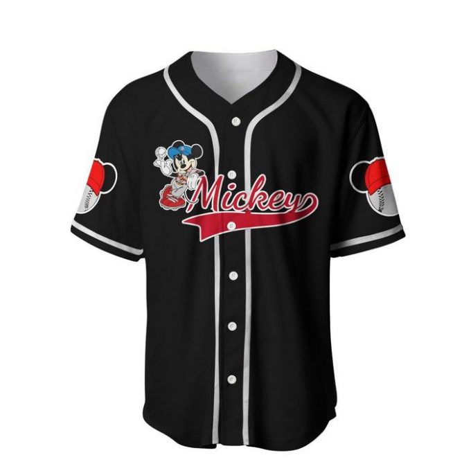 Mickey Mouse Red Black Cute Disney Cartoons Graphics Unisex Casual Outfits Custom Baseball Jersey Gift For Men Dad 2