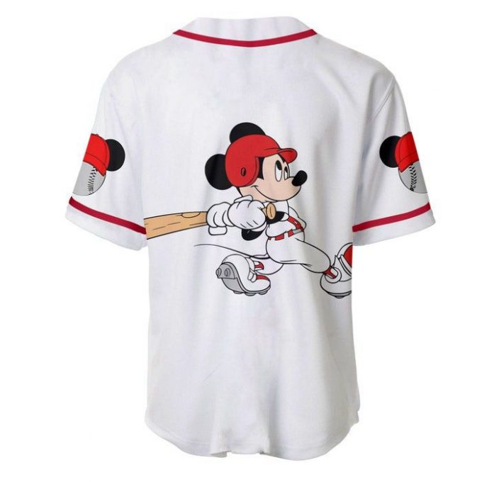 Mickey Mouse White Red Disney Unisex Cartoon Graphic Casual Outfits Custom Baseball Jersey 3