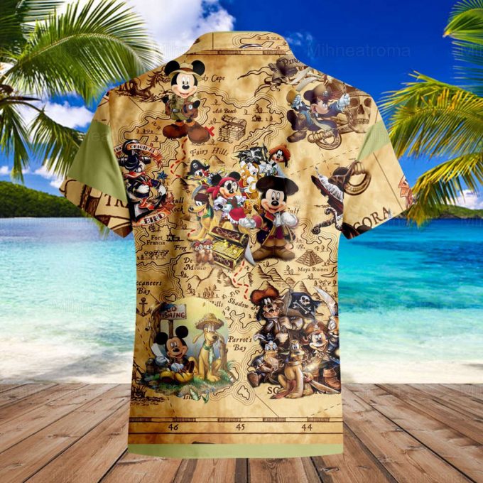 Mickey Treasure Hunting Button Shirt, Mickey Hawaii Shirt, Mickey Mouse Hawaiian Shirt, Summer Beach Trip, Mickey Shirt, Mickey Pirate Shirt 2