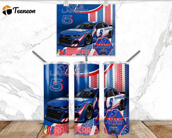 Nascar Kyle Larson Tumbler Wrap - 3D Design For Sublimation - Skinny Tumbler 1