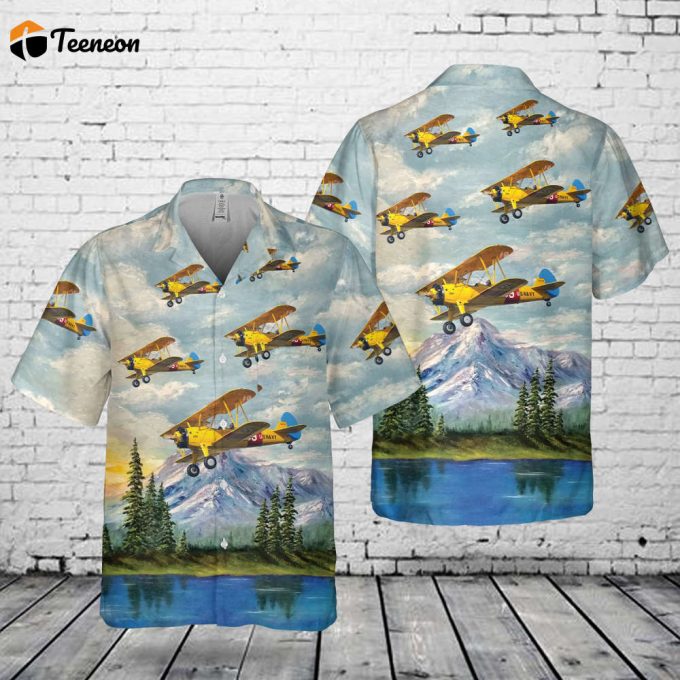 Navy Stearman Biplane Pocket Hawaiian Shirt Gift For Dad Father Days 1