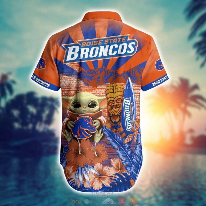 Ncaa Boise State Broncos Baby Yoda Orange Blue Hawaiian Shirt Men &Amp; Women Aloha Shirt 3