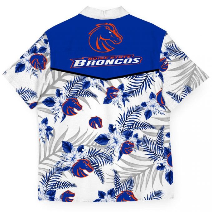 Ncaa Boise State Broncos Blue White Tropical Flowers Hawaiian Shirt Men &Amp; Women Aloha Shirt 2