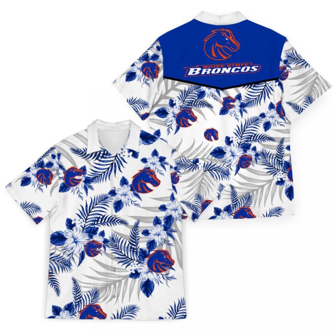 Ncaa Boise State Broncos Blue White Tropical Flowers Hawaiian Shirt Men &Amp; Women Aloha Shirt 3