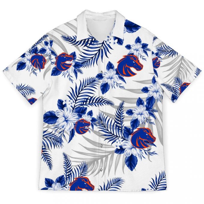 Ncaa Boise State Broncos Blue White Tropical Flowers Hawaiian Shirt Men &Amp;Amp; Women Aloha Shirt 1