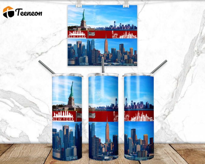 New York Tumbler Wrap Png 3D Tumbler Design Skinny Sublimation Tumbler 1