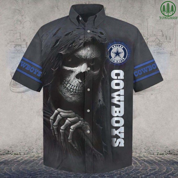 Nfl Dallas Cowboys Skull Hawaiin Shirt Button Up Shirt 1