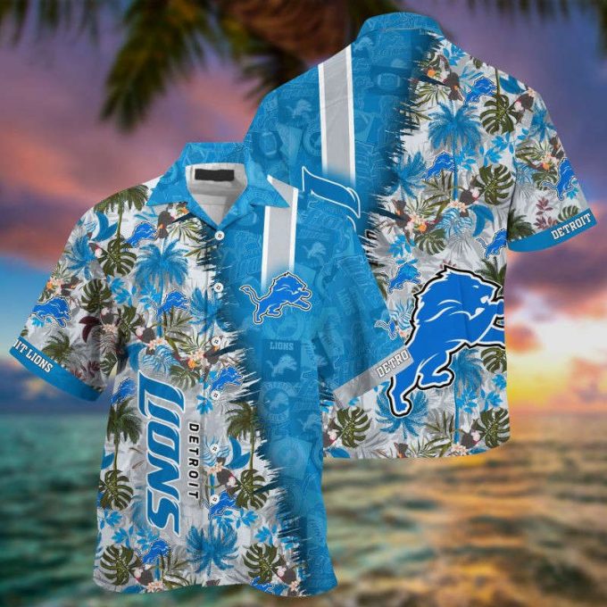 Nfl Detroit Lions Blue Silver Hawaiian Shirt Gifts 2024 Men &Amp;Amp; Women Aloha Shirt 1