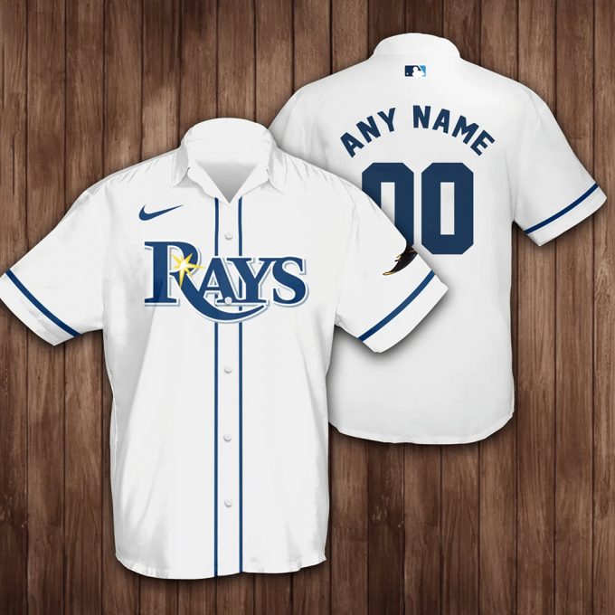 Personalized Name And Number Tampa Bay Rays With Team 3D Hawaiian Shirt – White