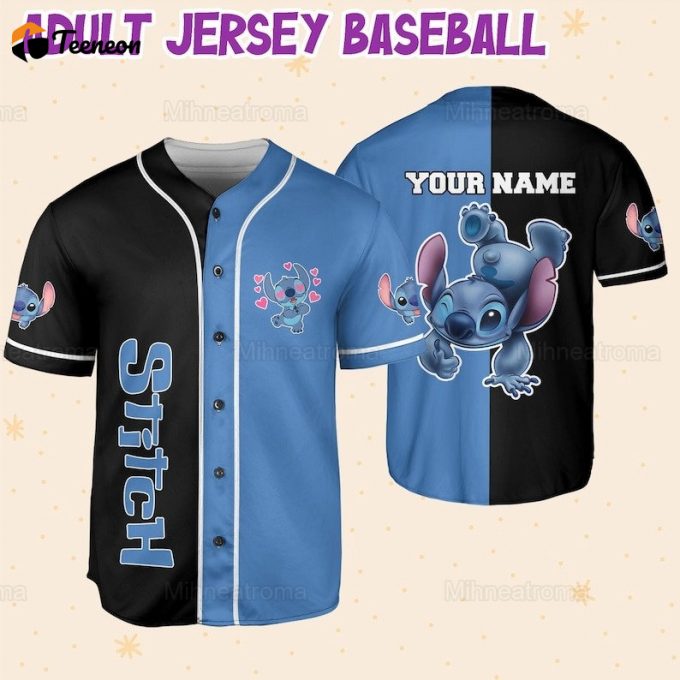 Personalized Stitch Baseball Jersey Shirt, Stitch Baseball Jersey, Stitch Shirt, Disney Sports Outfits, Gifts For Fans Disney, Stitch Gift 1