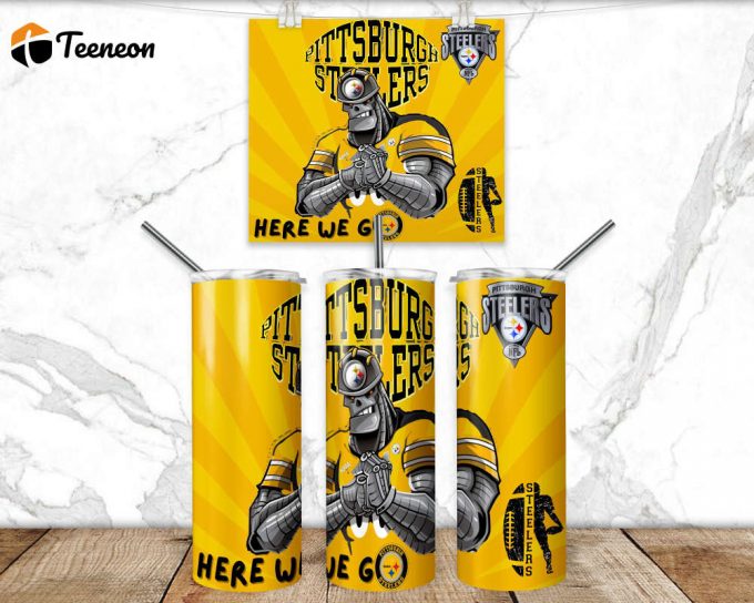 Pittsburgh 20Oz Skinny Tumbler Wrap Design Sublimation American Football Tumbler 1