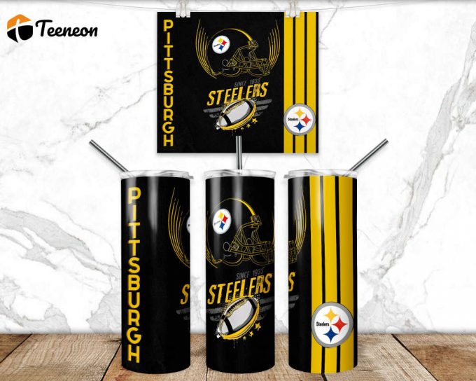 Pittsburgh 20Oz Skinny Tumbler Wrap Design Sublimation American Football Tumbler 1