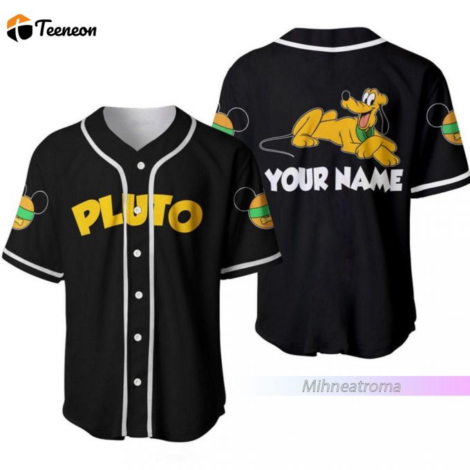 Pluto Baseball Jersey Shirt, Disney Pluto Jersey Shirt, Disney Trip Shirt, Pluto Disney Jersey, Disney Shirt, Personalized Shirt 1