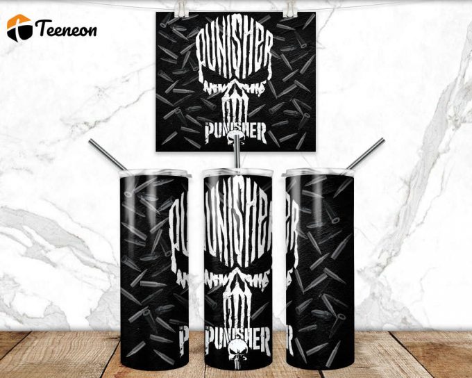 Premium Punisher Tumbler Wrap - 20Oz 3D Design Sublimation Download Now 1