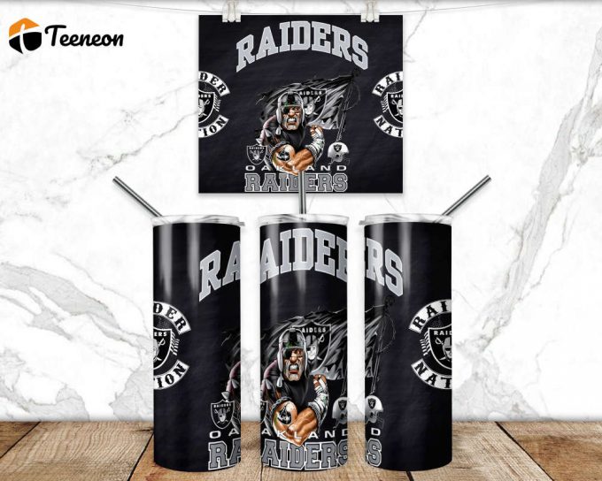 Raiders 20Oz Skinny Tumbler Wrap - Football Team Sublimation Design 1