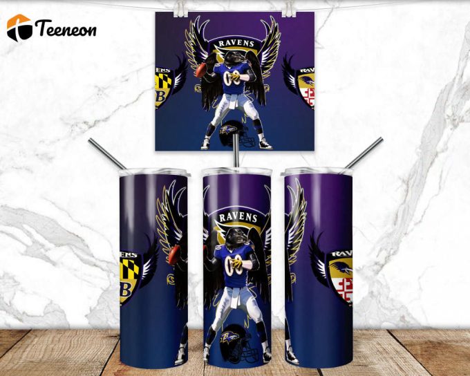 Ravens 20Oz Skinny Tumbler Wrap Sublimation Design Football Team Straight &Amp;Amp; Tapered Tumbler University 1