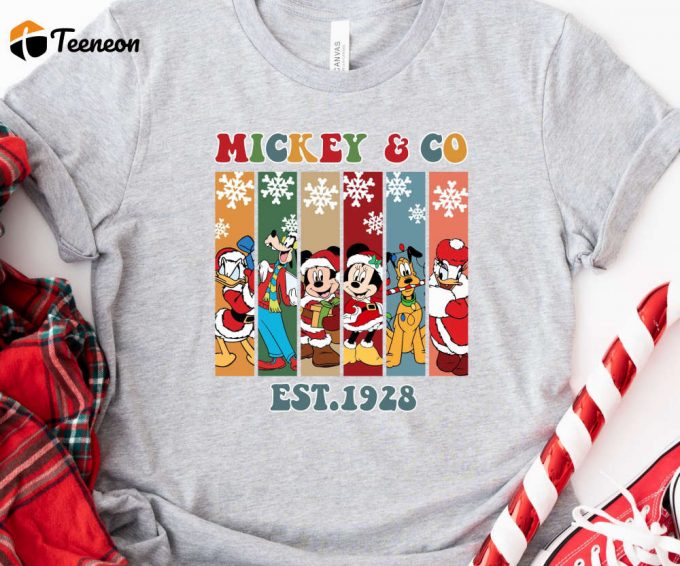 Retro Mickey &Amp;Amp; Friends Christmas Tshirt - Perfect Family Disney Trip Gift Disney World &Amp;Amp; Disneyland Tees 1