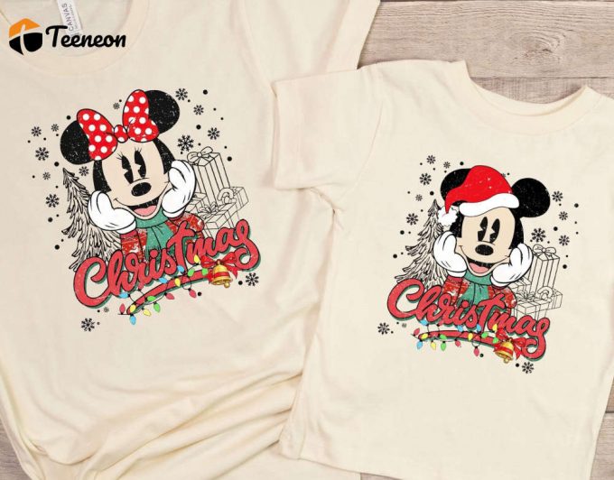Retro Mickey &Amp;Amp; Minnie Matching Christmas Tshirts: Perfect Disney Family Trip Gift – Disney World &Amp;Amp; Disneyland Tees 1