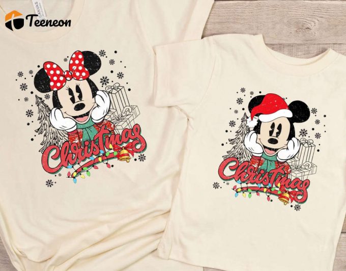 Retro Mickey &Amp;Amp; Minnie Matching Christmas Tshirts - Perfect Disney Family Trip Shirts Christmas Gift 1