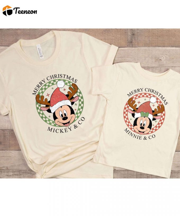 Retro Mickey &Amp;Amp; Minnie Matching Christmas Tshirts - Perfect Disney World &Amp;Amp; Disneyland Tees Ideal Christmas Gift For Couples 1