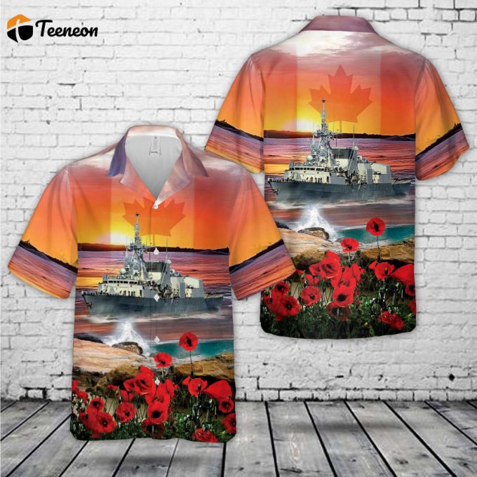 Royal Canadian Navy Halifax-Class Frigate Hmcs Halifax (Ffh 330) Anzac Day Hawaiian Shirt Gift For Dad Father Days 1