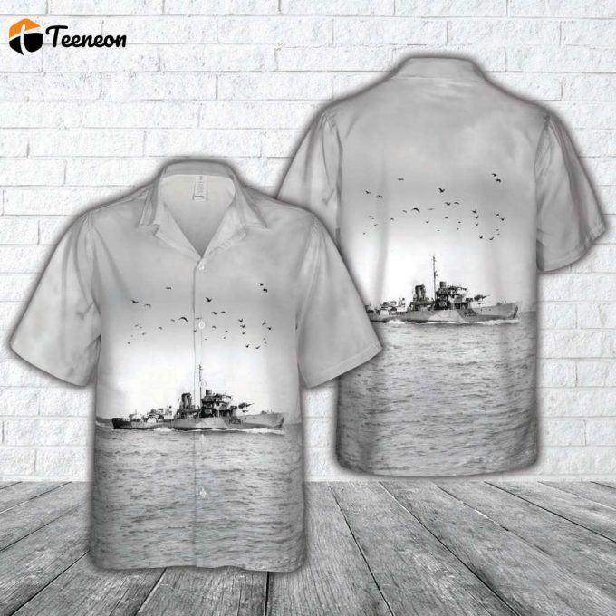 Royal Canadian Navy Hmcs Calgary (K231) Flower-Class Corvettes In Wwii Hawaiian Shirt Gift For Dad Father Days 1