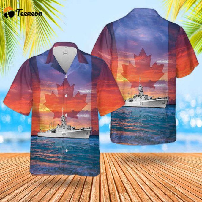 Royal Canadian Navy Rcn Hmcs Columbia (Dde 260) Restigouche-Class Destroyer Hawaiian Shirt Gift For Dad Father Days 1