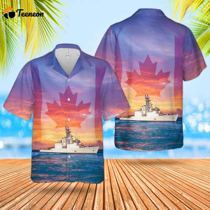 Royal Canadian Navy Rcn Hmcs Huron Ddg 281 Iroquois-Class Guided Missile Destroyer Hawaiian Shirt Gift For Dad Father Days 1