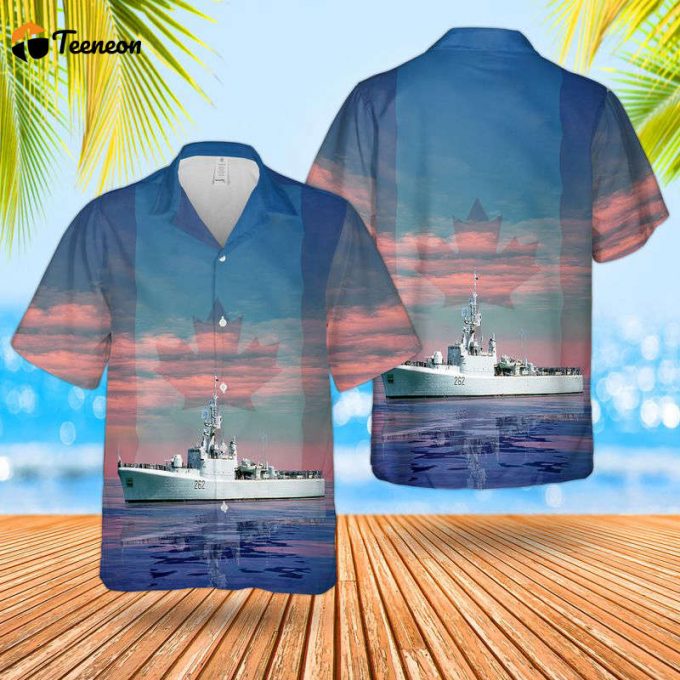 Royal Canadian Navy Rcn Hmcs Saskatchewan (Dde 262) Mackenzie-Class Destroyer Hawaiian Shirt Gift For Dad Father Days 1