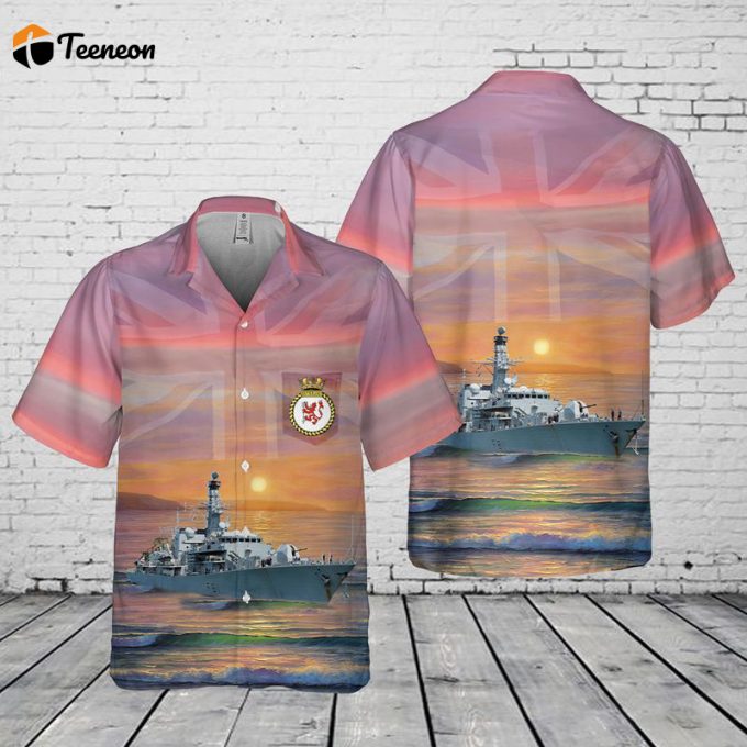 Royal Navy F 81 Hms Sutherland Pocket Hawaiian Shirt Gift For Dad Father Days 1