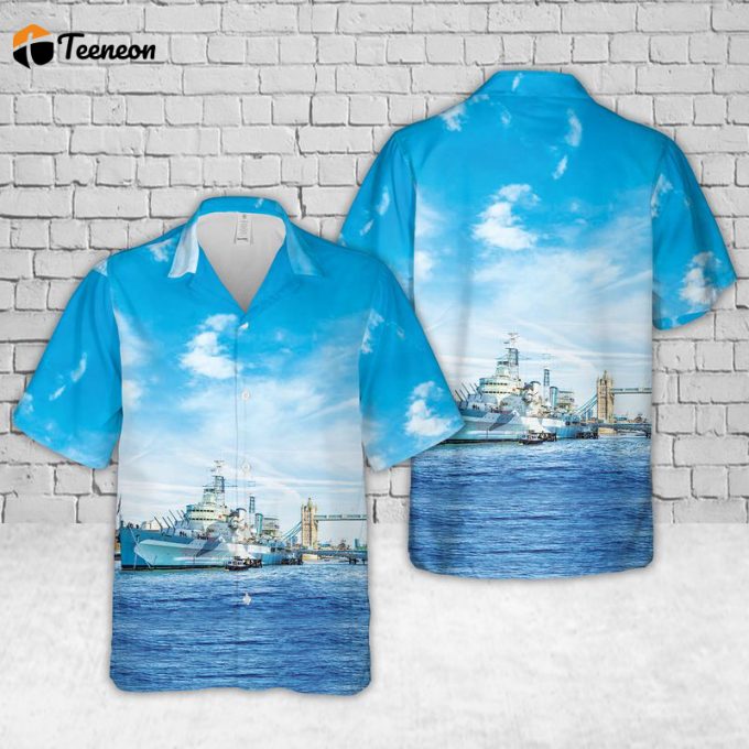 Royal Navy Hms Belfast Museum Ship Hawaiian Shirt Gift For Dad Father Days 1