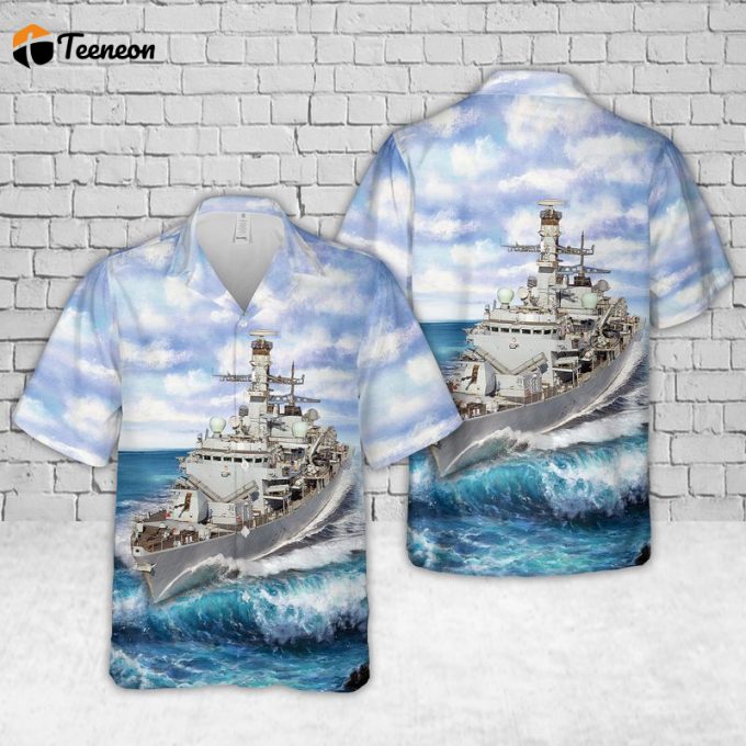 Royal Navy, Hms Kent (F78) Type 23 Duke Class Frigate Hawaiian Shirt Gift For Dad Father Days 1