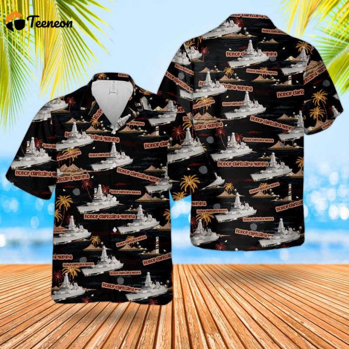 Royal Navy Rn Hms Diamond (D34) Type 45 Daring-Class Guided Missile Destroyer Hawaiian Shirt Gift For Dad Father Days 1