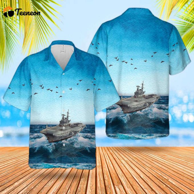 Royal Navy Rn Hms Hermes (R12) Centaur-Class Aircraft Carrier Hawaiian Shirt Gift For Dad Father Days 1