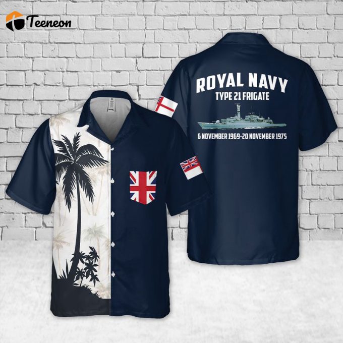 Royal Navy Type 21 Frigate Pocket Hawaiian Shirt Gift For Dad Father Days 1