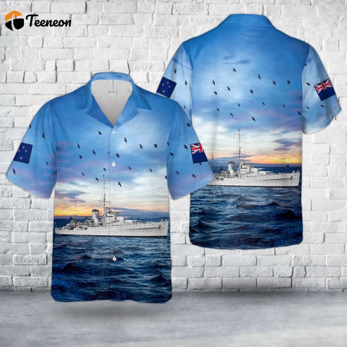 Royal New Zealand Navy Hmnzs Achilles (70) Leander-Class Light Cruiser In Wwii Hawaiian Shirt Gift For Dad Father Days 1