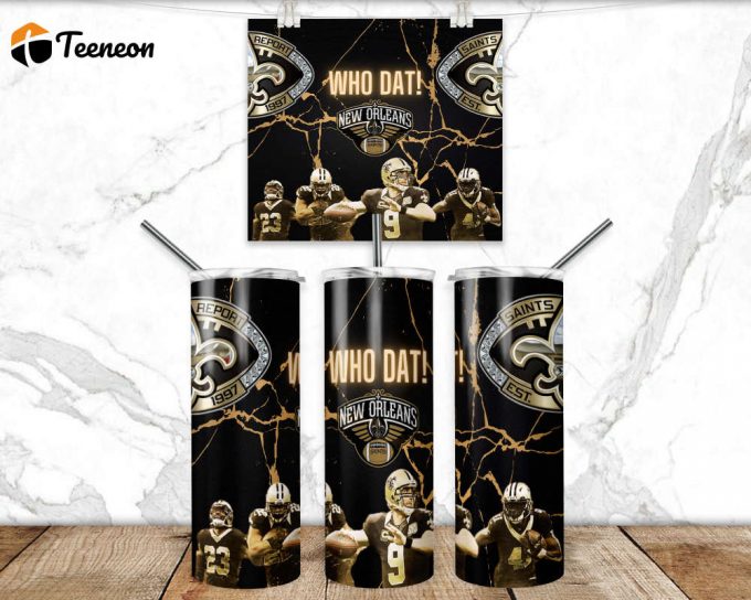 Stylish 20Oz Skinny Tumbler Wrap For Saints Fans - Perfect For On-The-Go! 1