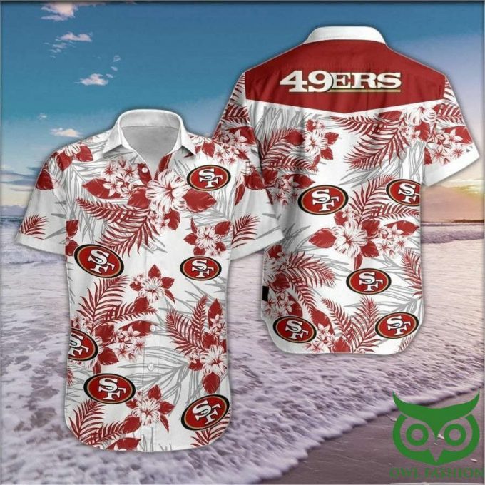 San Francisco 49Ers Floral Red And White Hawaiian Shirt 1