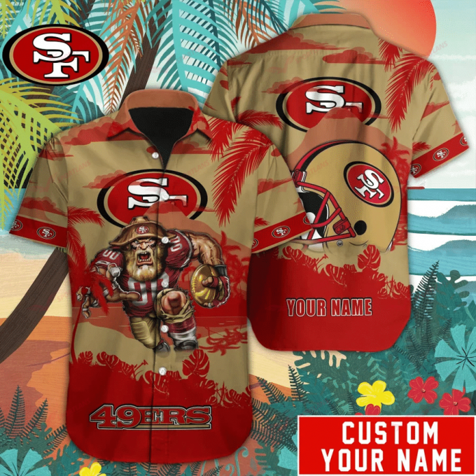 San Francisco 49Ers Hawaiian Shirt Mascot Customize Your Name 1