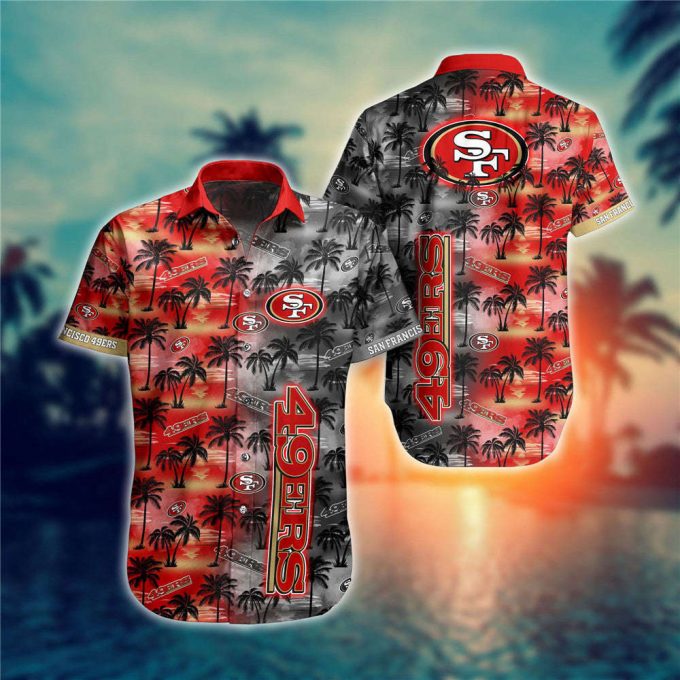 San Francisco 49Ers Hawaiian Shirt Palm Trees Pattern 3