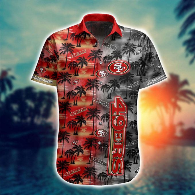 San Francisco 49Ers Hawaiian Shirt Palm Trees Pattern 1