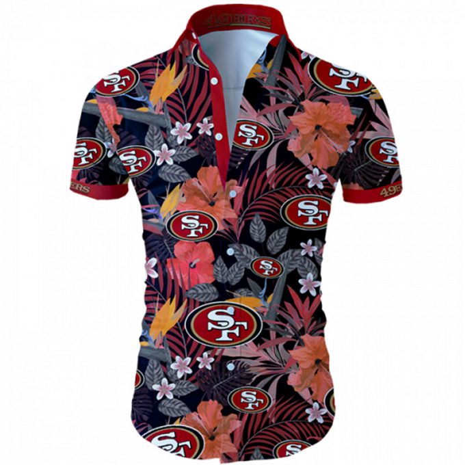 San Francisco 49Ers Hawaiian Shirt Tropical Flower 1