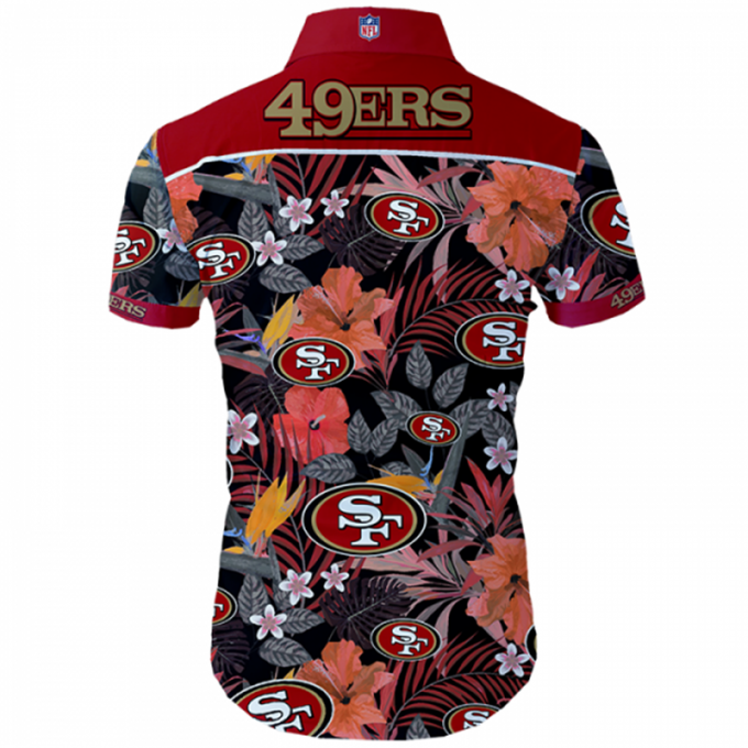 San Francisco 49Ers Hawaiian Shirt Tropical Flower Short Sleeve 2