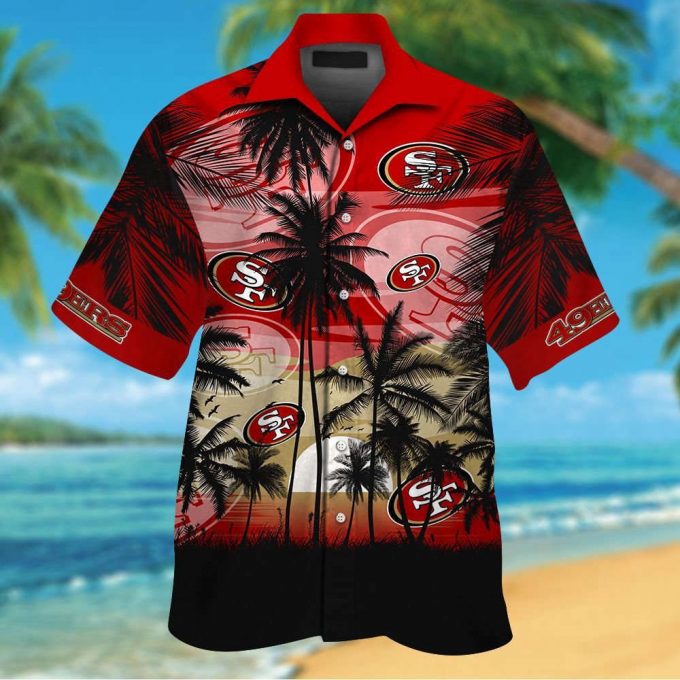 San Francisco 49Ers Short Sleeve Button Up Tropical Aloha Hawaiian Shirts Shirt Hawaiian Shirt Set For Men Women Kids 2