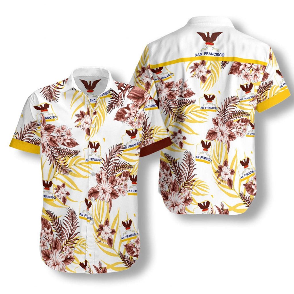 San Francisco Proud On White Background Pattern Hawaiian Shirt, Hawaiian Shirt Gift, Christmas Gift 3